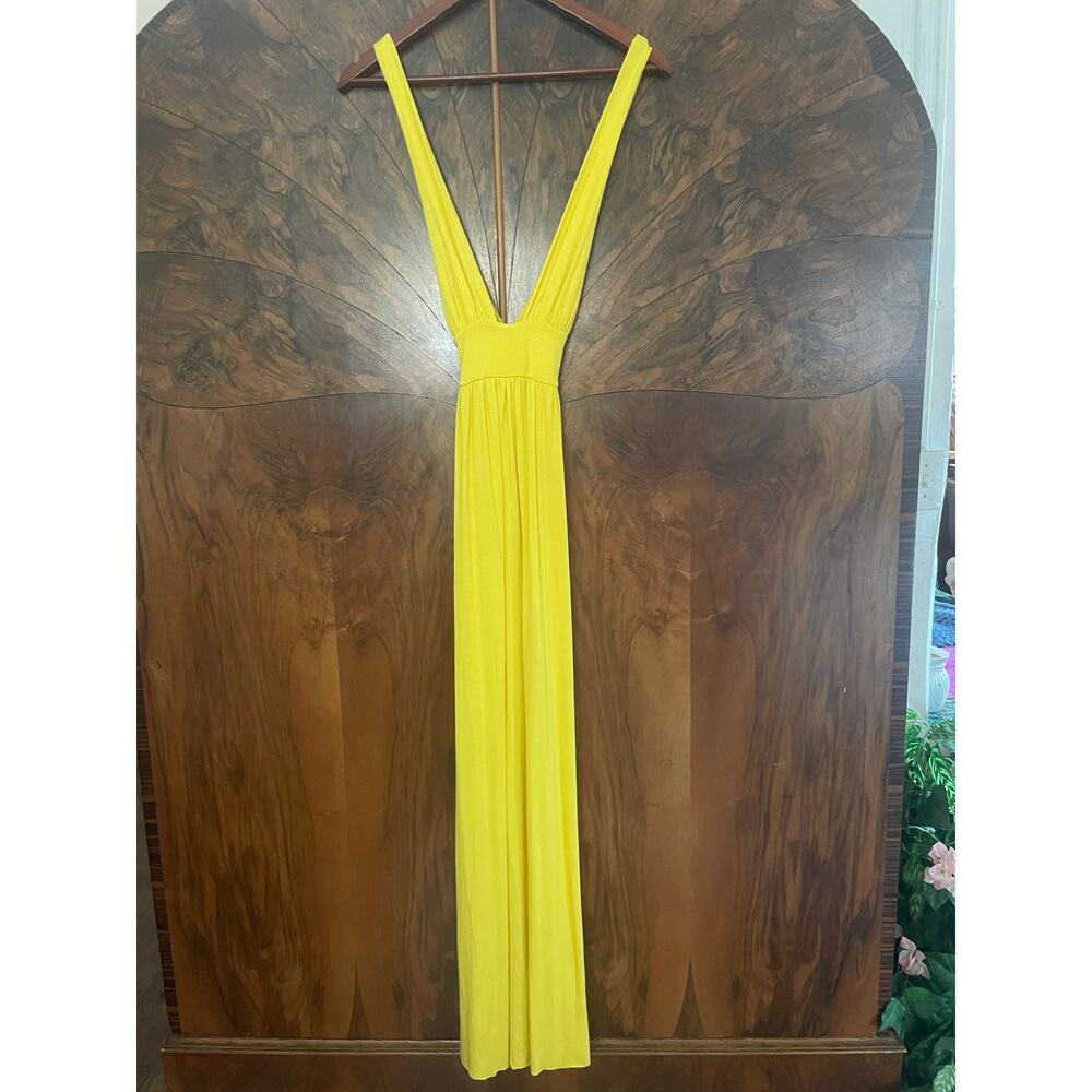 RACHEL PALLY Yellow Deep Plunge Empire Waist Babydoll Maxi Dress Size XS Modal - Picture 6 of 9